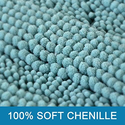 H.VERSAILTEX Bathroom Rugs Bath Rug Set 2 Piece Bathroom Contour Rug Toilet Mat Sets Non Slip Contour Bath Rug Ultra Thick Water Absorbent Striped Bath Mats(47" x 17" Plus 20" x 20" U, Aqua Haze)