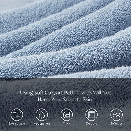 COZYART Luxury Hand Towels 4 PCS, Light Blue 100% Turkish Cotton 650 GSM