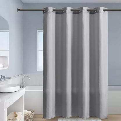 Furlinic Extra Long No Hook Shower Curtain 96 Length,Soft Fabric Bathroom Curtains,Waterproof & Machine Washable,10 Built-in Plastic Grommets,Light Gray,78x96 Inch