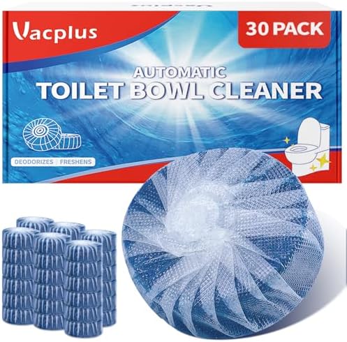 Vacplus Toilet Bowl Cleaner Tablets, 30 Pack, Auto Cleaning, Long-Lasting