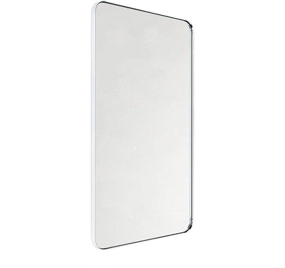 GRACTO 24x40'' Chrome Metal Framed Bathroom Mirror for Wall in Stainless Steel Rounded Rectangular Bathroom Vanity Mirrors Wall Mounted