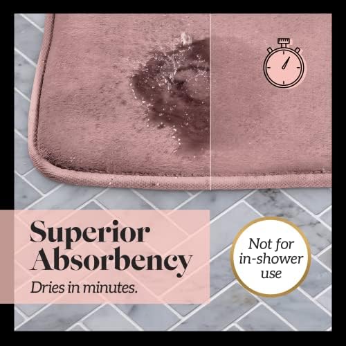 Memory Foam Bath Mat Non Slip Absorbent Super Cozy Velvet Bathroom Rug Carpet (17 inches X 24 inches, Mauve)