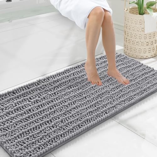 Smiry Bathroom Rugs 47X20, Extra Soft Rubber Backing Chenille Bath Mats
