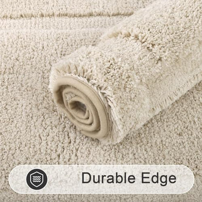 SHACOS Soft Microfiber Bathroom Rugs Set of 2 Pieces, Light Beige