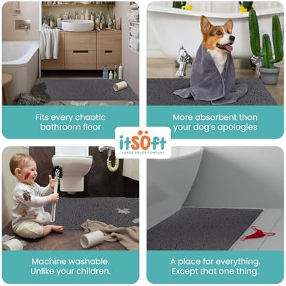 Extra-Large Chenille Bath Mats 61"x31", Plush Absorbent Quick Dry, Soft & Machine Washable, Non Slip Carpet for Bathroom, Thick Bathroom Rugs, Shower Restroom Rug Mat, Alfombras De Bano, Bathrugs