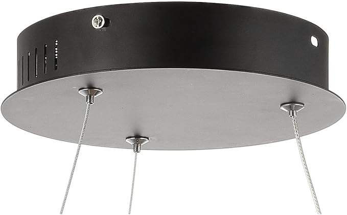 JONATHAN Y 15.75" Matte Black Modern Integrated LED Pendant Light, Dimmable Round Hoop Chandelier for Kitchen Island, Dining Room, Adjustable Height Metal Hanging Light JYL7202A