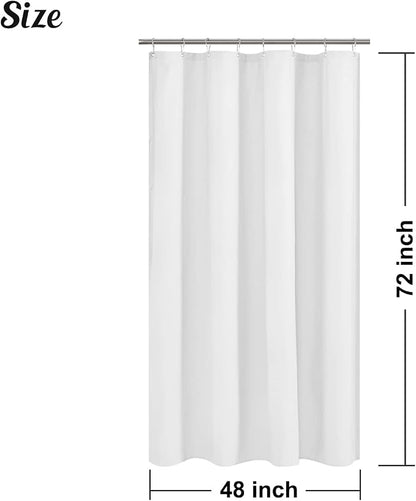 Embossed Microfiber Stall Shower Curtain Liner 48 x 72 inches, Soft Fabric Shower Curtain Washable and Water Repellent,48x72, White