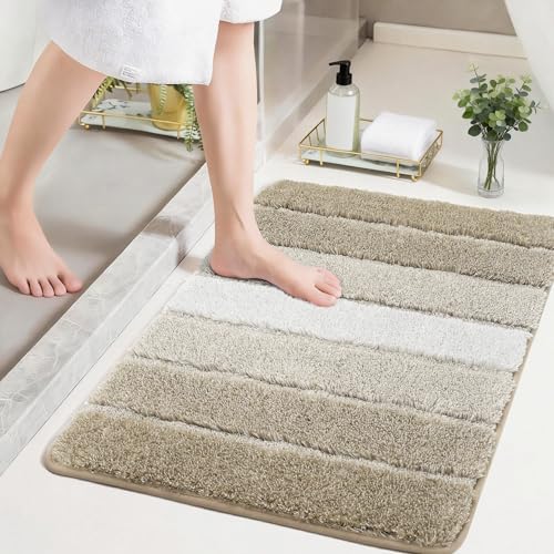 COSY HOMEER Bathroom Rugs 36x24,Ultra Soft Absorbent Bath Mat,Beige