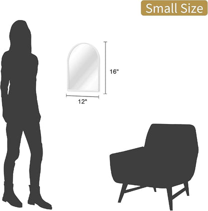 Arched Wall Mirror Bathroom Mirror Brushed Metal Vanity Wall Mounted Mirrors for LivingRoom Bedroom Entryway Room Home Decor White 16"x12"