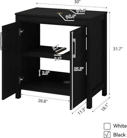 YOURLITE Bathroom Vanity, 30" Modern Black Bathroom Cabinet