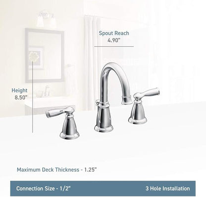 Moen WS84924SRN Two-Handle High Arc Bathroom Faucet, Spot Resist Brushed Nickel