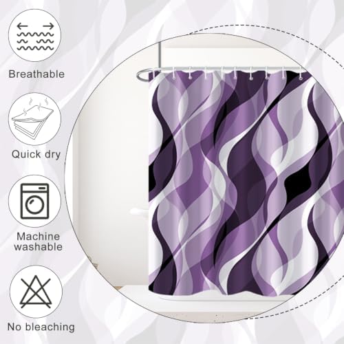 Purple Striped Clawfoot Tub Shower Curtain 180x70 inch 30 Hooks