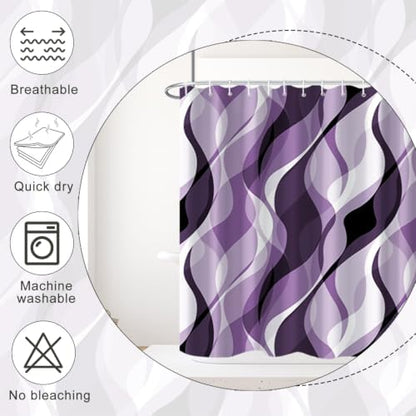Purple Striped Clawfoot Tub Shower Curtain 180x70 inch 30 Hooks