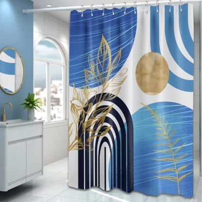 Light Blue Shower Curtain, 60X72 in, Mid Century Modern