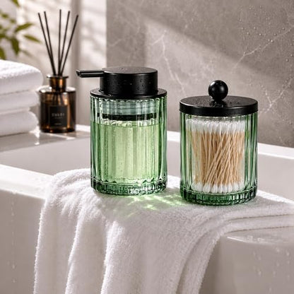 Amolliar Bathroom Accessories Set, Green Glass Complete 4PCS Bathroom Sets