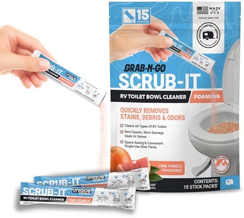 Unique Scrub-It RV Toilet Cleaner, Foaming Powder Stick Packs, 15-Count