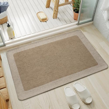 YDKGL Bath Mats for Bathroom, Non Slip Thin Bathroom Rugs, Brown 16x24