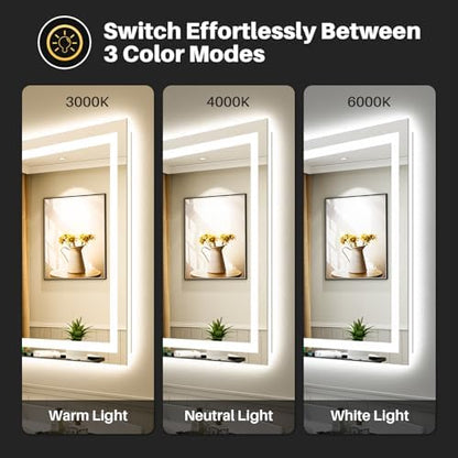 Briivue 40x32 Inch LED Bathroom Mirror with Lights, Backlit & Front Lit