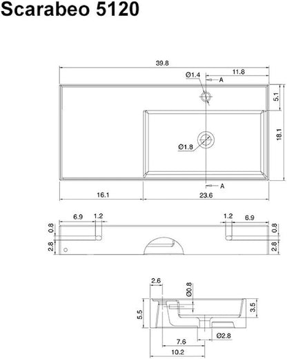 Scarabeo 5120-One Hole Bathroom Sink, One Size, White