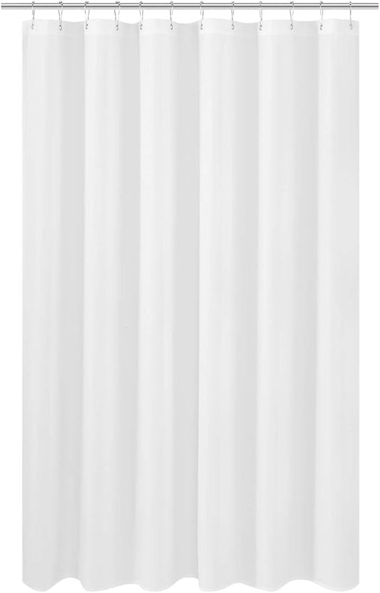 N&Y HOME Fabric Shower Curtain Liner 66 x 72 inches, Hotel Quality, Washable, Water Repellent, White Bathroom Curtains with Grommets, 66x72