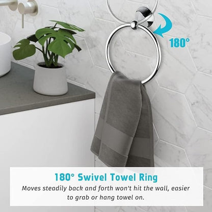 8 Piece Bathroom Accessory Set(Adjustable Towel Bar, Towel Ring, Toilet Paper Holder,Towel Hook), Wall Mounted Bathroom Hardware Accessories Set,Chrome