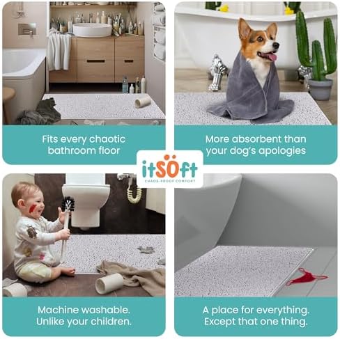 Extra Large Chenille Bath Mats 59"x21", Plush Absorbent Quick Dry, Soft & Machine Washable, Non Slip Carpet for Bathroom, Thick Bathroom Rugs, Shower Restroom Rug Mat, Alfombras De Bano, Bathrugs