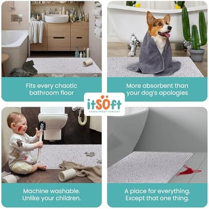 Extra Large Chenille Bath Mats 59"x21", Plush Absorbent Quick Dry, Soft & Machine Washable, Non Slip Carpet for Bathroom, Thick Bathroom Rugs, Shower Restroom Rug Mat, Alfombras De Bano, Bathrugs