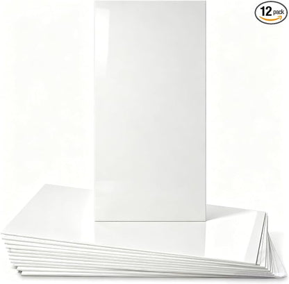 Peel and Stick Backsplash Tiles, 12 pcs 23.6” x 11.8” White Wall Panels | Marble Look Tiles, Renter Friendly Waterproof Self Adhesive Panels for Kitchen Bathroom (Not Real Tile, Not for Floor)