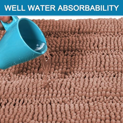 H.VERSAILTEX Bathroom Rugs Bath Rug Set 2 Piece Bathroom Contour Rug Toilet Mat Non Slip Contour Bath Rug Ultra Thick Water Absorbent Striped Bath Mats Washable(20" x 32" Plus 20" x 20" U, Muted Clay)