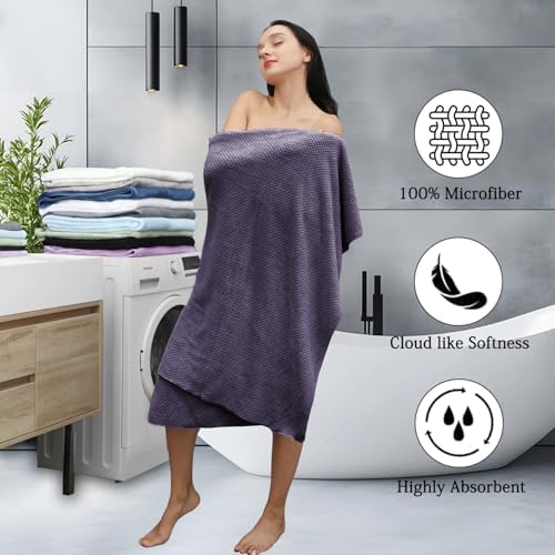8-Piece Purplr Bath Towels Set,2 Oversized Large Bath Towels Sheet,2 Hand Towels and 4 Washcloths - 600 GSM Soft Luxury Towel Set,Highly Absorbent Quick Dry Towel Collection for Bathroom,Hotel and Spa