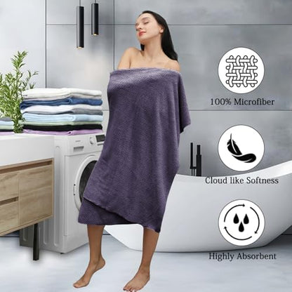 8-Piece Purplr Bath Towels Set,2 Oversized Large Bath Towels Sheet,2 Hand Towels and 4 Washcloths - 600 GSM Soft Luxury Towel Set,Highly Absorbent Quick Dry Towel Collection for Bathroom,Hotel and Spa