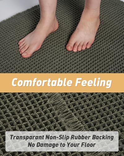 Upgraded Waffle Bath Mat Set of 2 Absorbent Bathroom Mat 18"x30" + 24"x48"