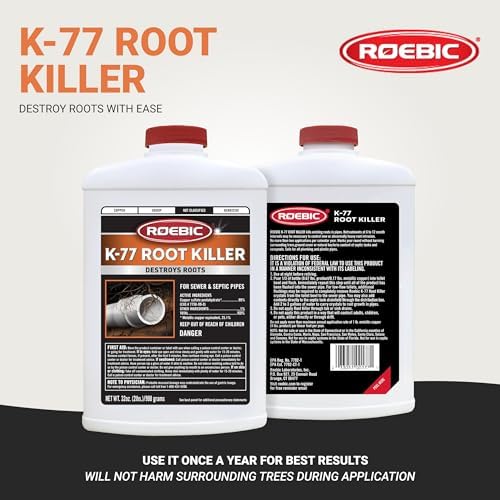 Roebic K-77 Granular Tree Root Killer, Chemical Septic System, Drain Field and Sewer Line Pipe Clog Remover and Root Destroyer, Safe for Bathroom Toilet, 32 oz