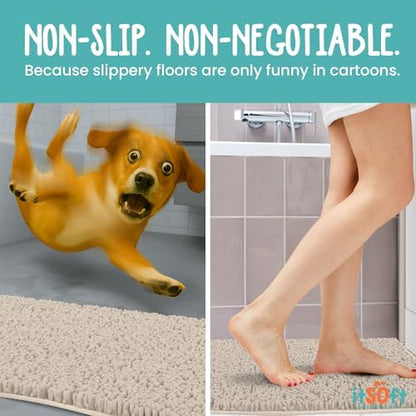 Standard Chenille Bath Mats 34"x21", Plush Absorbent Quick Dry, Soft & Machine Washable, Non Slip Carpet for Bathroom, Thick Bathroom Rugs, Shower Restroom Rug Mat, Alfombras De Bano, Bathrugs
