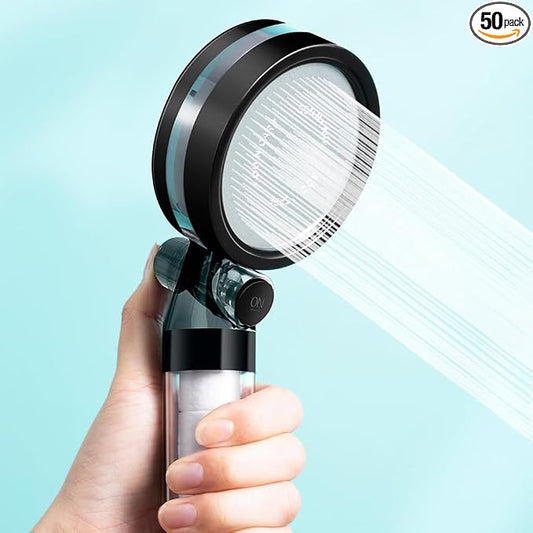CH-S514 Korean Filtered Handheld Shower Head, One-Touch Stop Water | Triple Stage Filtration,3.1μm PP Cotton,Chlorine Removal,Visible Filter,SUS304 Plate,G1/2 Universal Thread