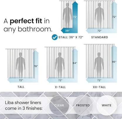 LiBa Bathroom Shower Curtain - Waterproof Plastic Shower Curtain Premium PEVA Non-Toxic with Rust Proof Grommets White 8G Bathroom Accessories 36x72