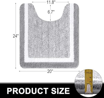 OLANLY Toilet Rugs U-Shaped 24x20, Soft Absorbent Microfiber Bath Mat, Grey