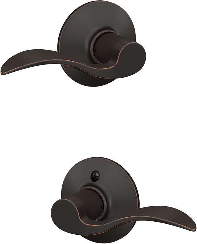 Schlage F10 ACC 716 Accent Door Lever, Hall & Closet Passage Lock, Aged Bronze