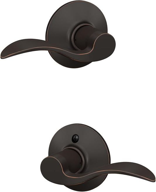 Schlage F10 ACC 716 Accent Door Lever, Hall & Closet Passage Lock, Aged Bronze
