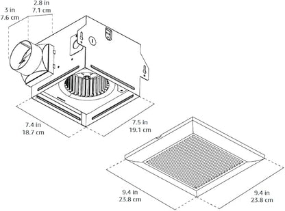 Amazon Basics AB-BV101 Air Ventilation Fan, Exhaust Fan, 70 CFM / 2.0 Sones, White