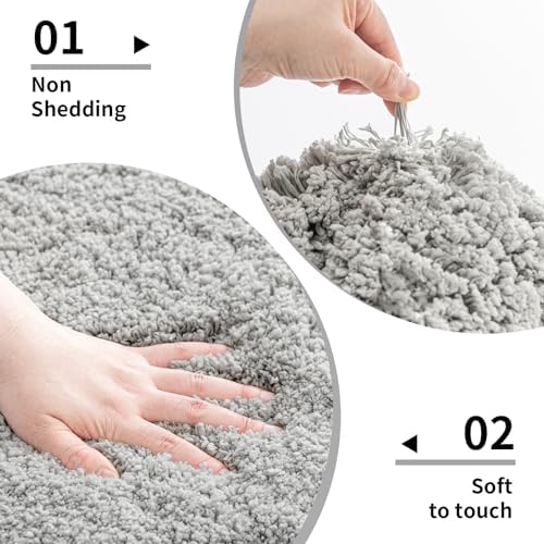 Disolla Grey Bathrom Runner Rug 24x59 - Large Soft Plush Bath Mat, Thick Long Non-Slip Shaggy Floor Mat, Ultra-Absorbent for Master Bathroom Bedroom