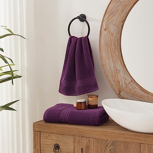 COZYART Luxury Hand Towels 4 PCS, Purple 100% Turkish Cotton 650 GSM
