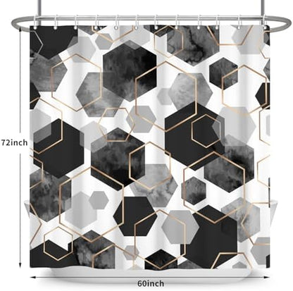 deFouliao Grey Shower Curtain Modern Abstract Geometric Grid Bathroom Curtain Sets for Bathtub Home Art Decor, Waterproof Fabric Washable with Hooks, 60x72 Inch