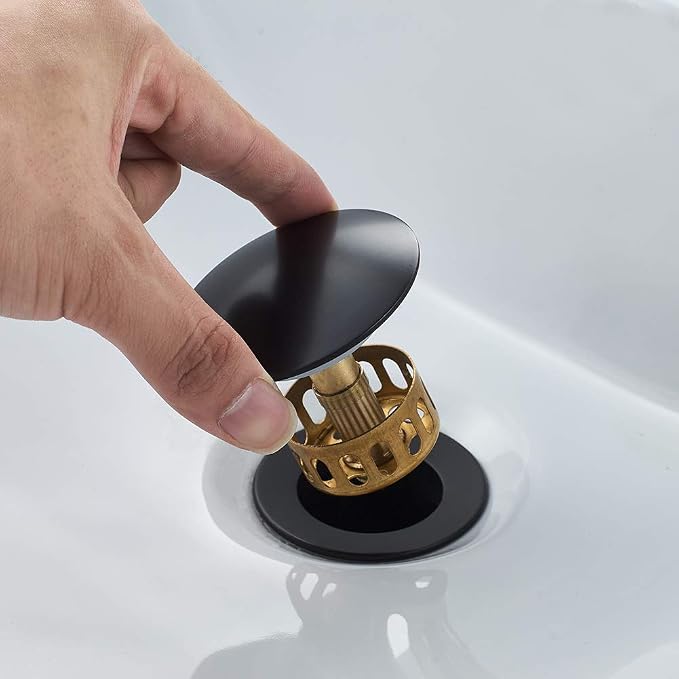 Bathroom Sink Drain Without Overflow Vessel Sink Lavatory Vanity Pop Up Drain Stopper Matte Black