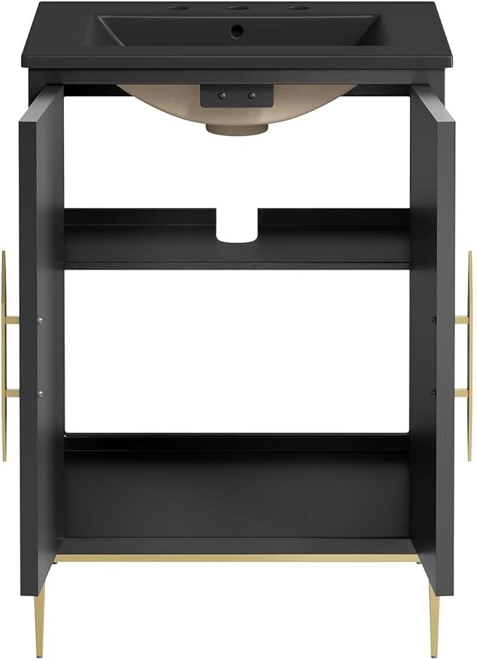Modway Awaken Bathroom Vanity Cabinet, 24", Black Black