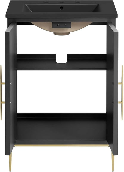 Modway Awaken Bathroom Vanity Cabinet, 24", Black Black