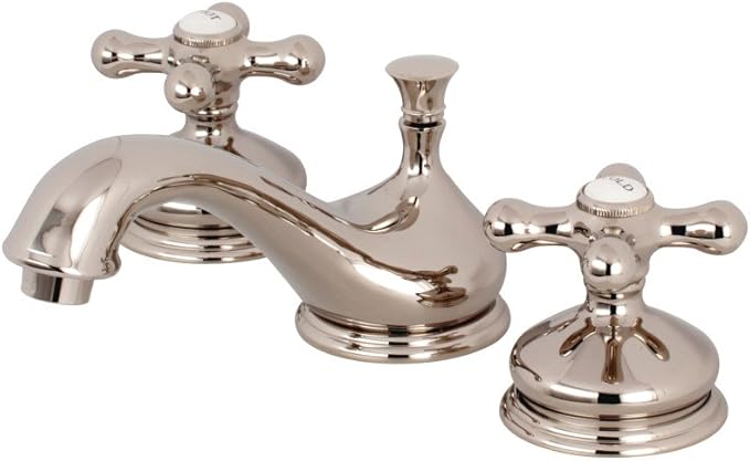 Kingston Brass KS1166AX Heritage Widespread Bathroom Faucet, Polished Nickel, 5.5 x 3.5 x 2.75