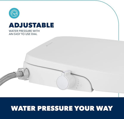 Niagara Hydrotech Non-Electric Bidet Seat – Fits Elongated Toilet Bowls, Front & Rear Wash Options, Adjustable Water Pressure for Added Comfort, No Electricity Required