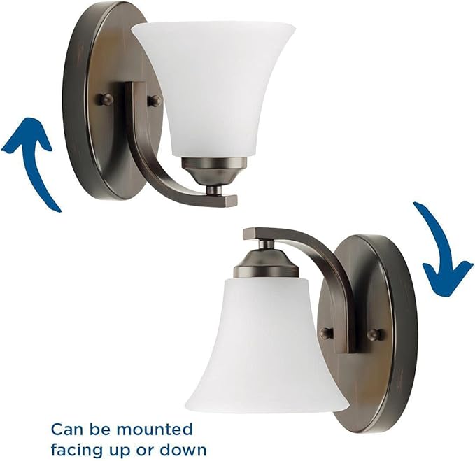 Progress Lighting P2008-20W Adorn Etched Glass Traditional Bath Vanity Light, 5.25 in x 7 in x 6.75 in, 1-Light, Antique Bronze