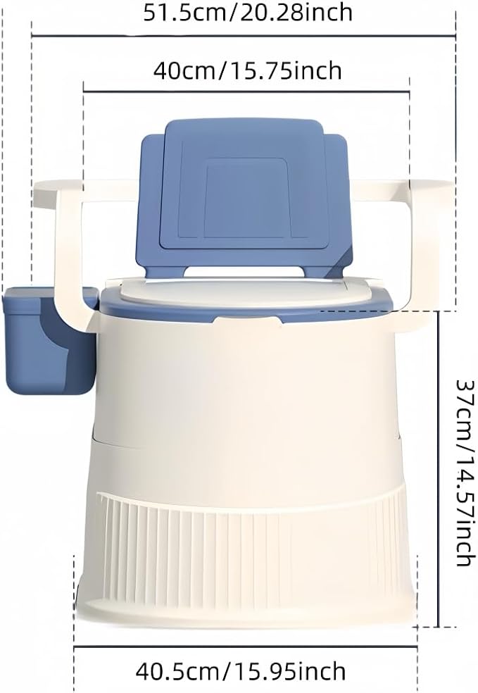 Portable toilet seat with armrests, with lid, with tissue holder, with seat function, robust, easy to clean, no power connection required, suitable for indoor and outdoor use (Khaki)